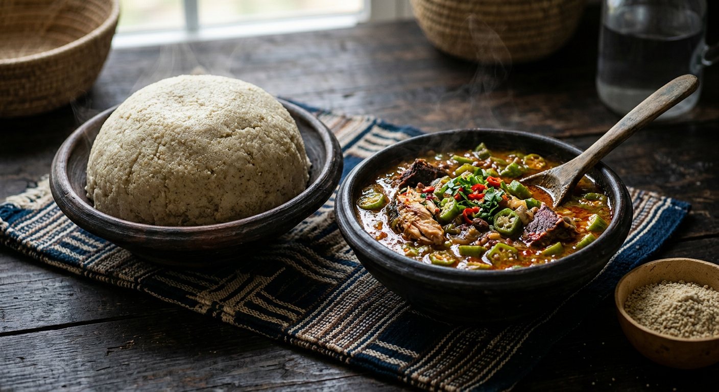 Tô avec Sauce Gombo (Millet Stiff Porridge with Okra Stew) — Burkina Faso