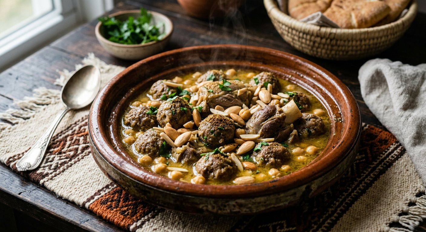 Mtewem (Garlic-Infused Meatballs and Lamb Chunks with Almonds) — Algeria