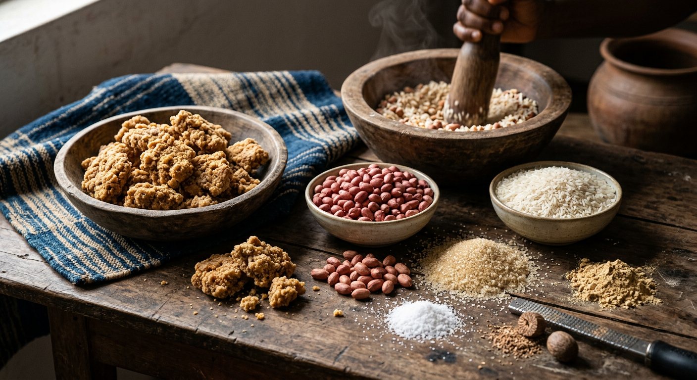 Kanya (Pounded Toasted Peanut and Rice Flour Sweet) — Sierra Leone