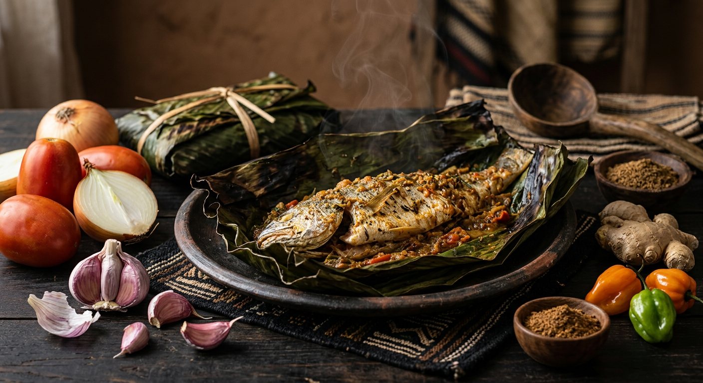 Liboke de Pescado (Fish Steamed in Marantaceae Leaves) — Equatorial Guinea