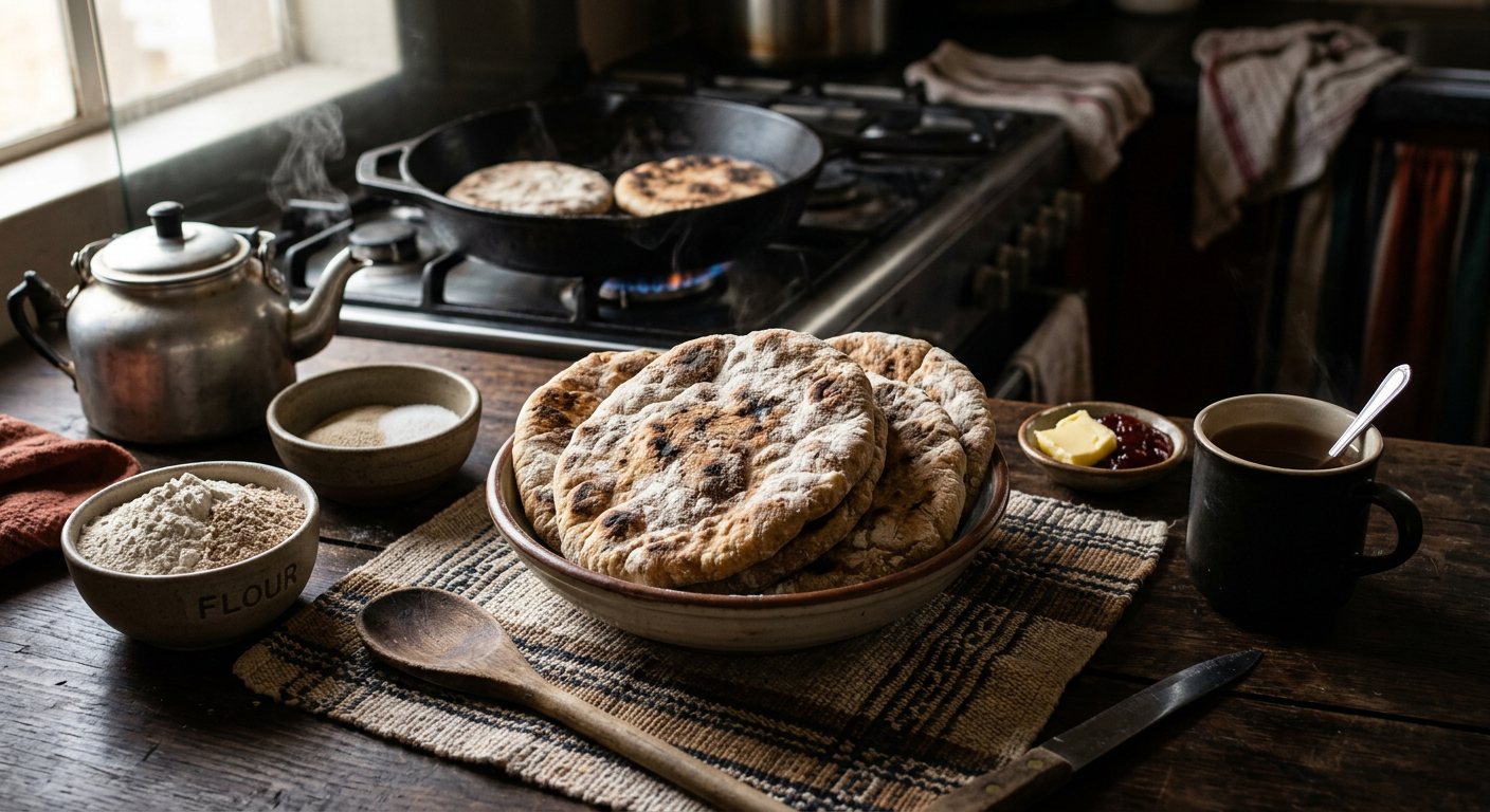 Phaphatha (Dry-Toasted Stovetop Flatbread) — Botswana